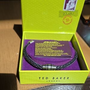 Ted Baker Silver Clasp Black Bracelet